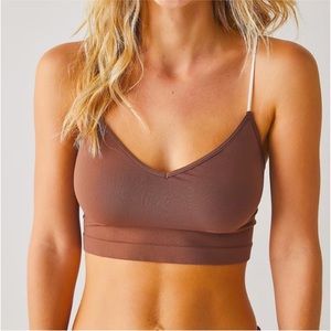 NWOT Free People Brami Sweetheart Seamless in Toast (Brown/White) Size M/L
